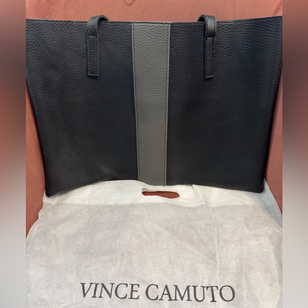 Vince Camuto Two-Tone Black and Gray Tote Vegan Leather